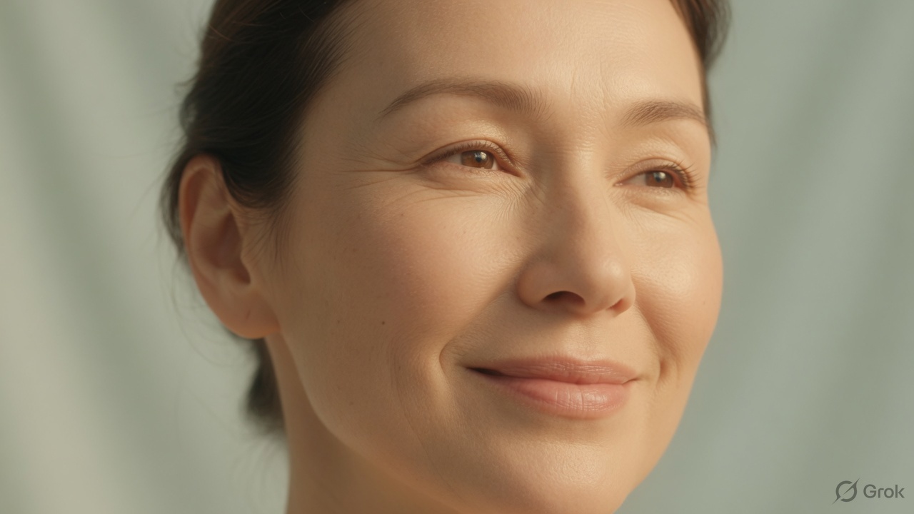 Patient with smooth, naturally refreshed facial skin after anti-wrinkle treatment